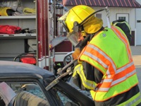 Fireman using Jaws of Life
