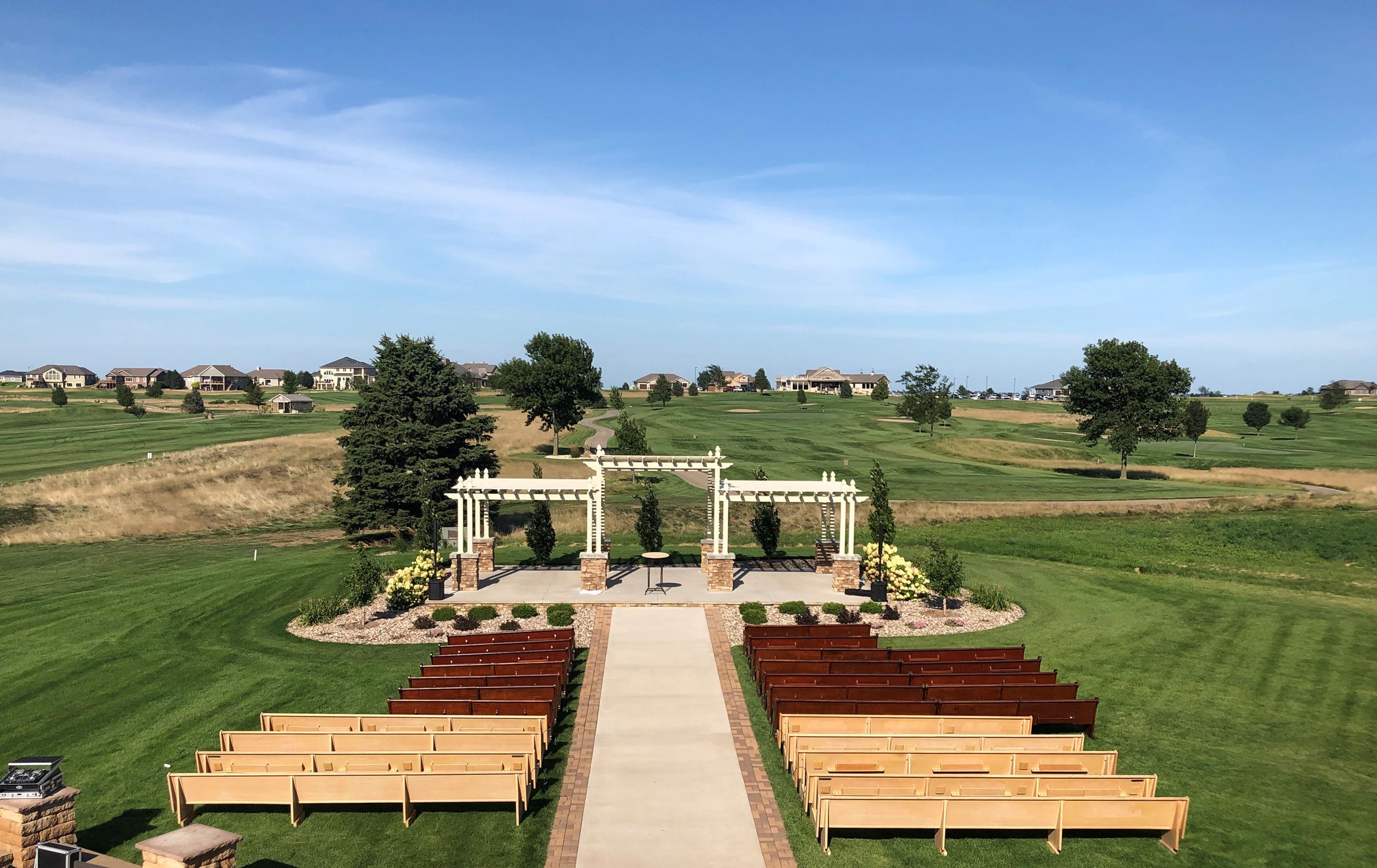 Outdoor area set up for wedding