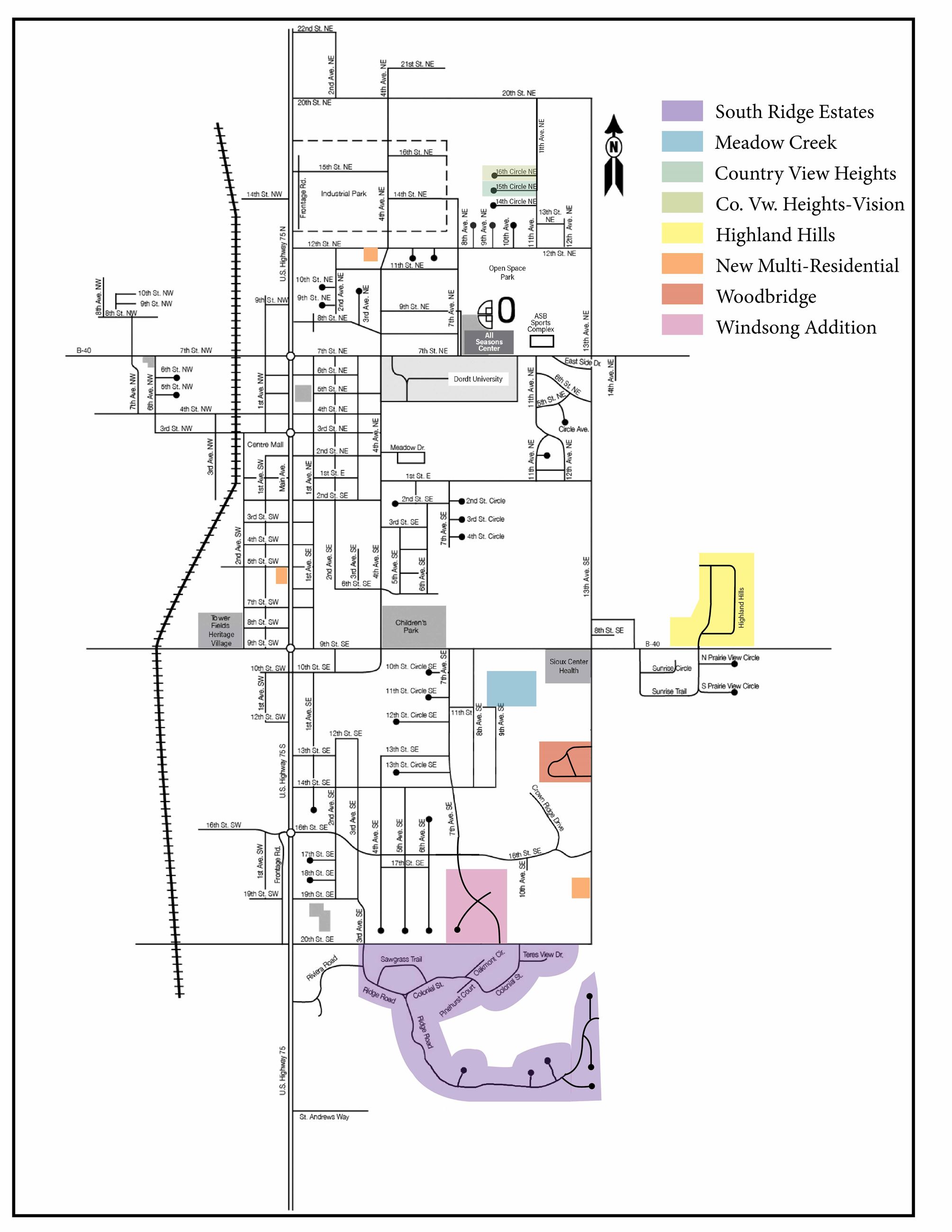 Sioux Center Residential Map overview