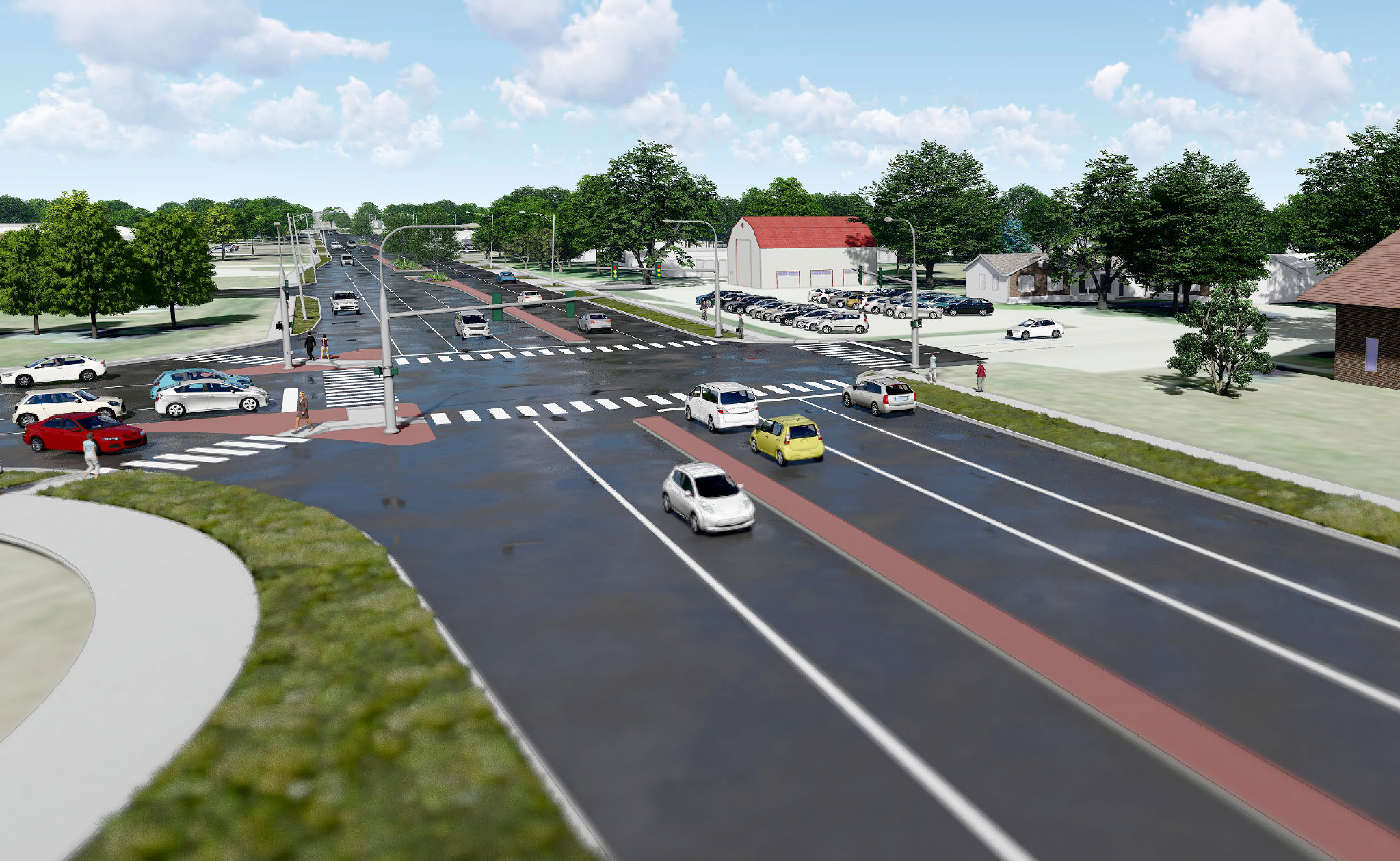 Concept of street with crosswalks