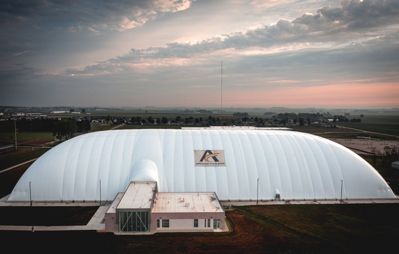 aerial view of sports dome